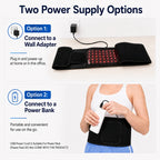 LumaBelt powers from a wall adapter or a USB power bank